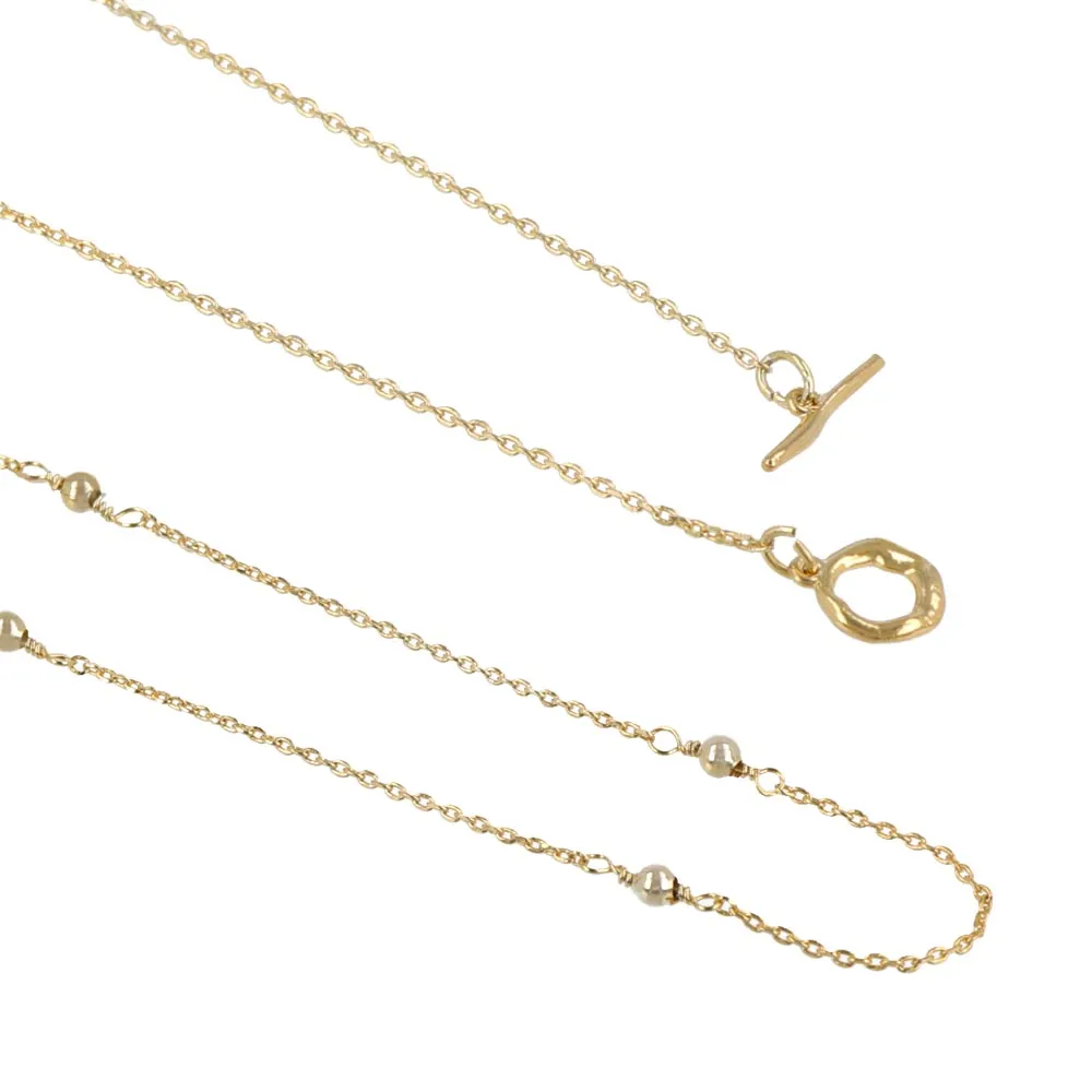 22K Gold Plated Ball Station Necklace