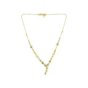 22K Multi Tone Gold Chain W/ Textured Gold Balls & Long Bead Pendant