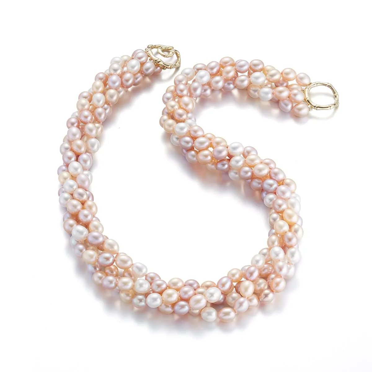 4-Strand Pastel Baroque Pearl Twist Necklace