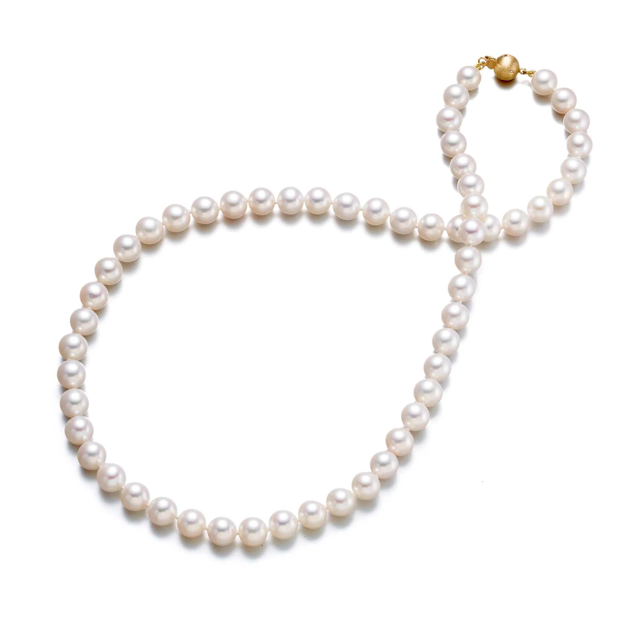 7mm White Pearl and Gold Necklace