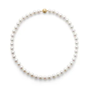 7mm White Pearl and Gold Necklace