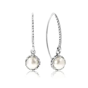 925 Silver Drop Earrings Inlaid with Pearl