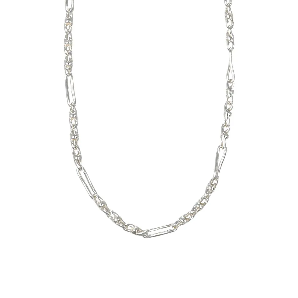 925 Silver Plated Mismatched Chain Necklace