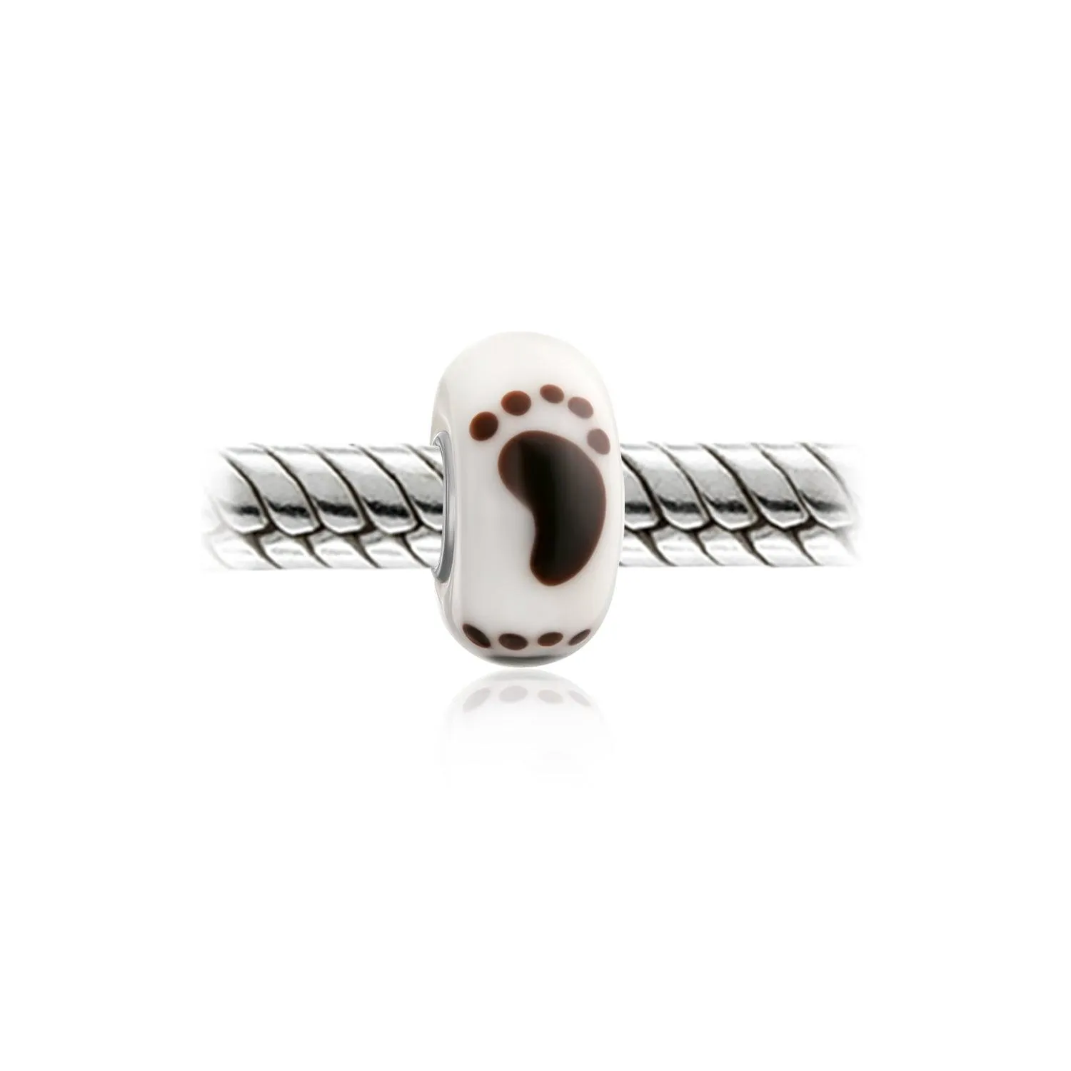 925 Sterling Silver Family Tiny Feet Footprints Charm Bead for European Bracelet