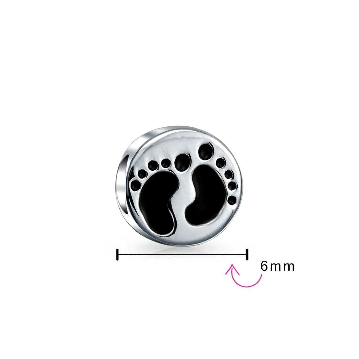 925 Sterling Silver Family Tiny Feet Footprints Charm Bead for European Bracelet