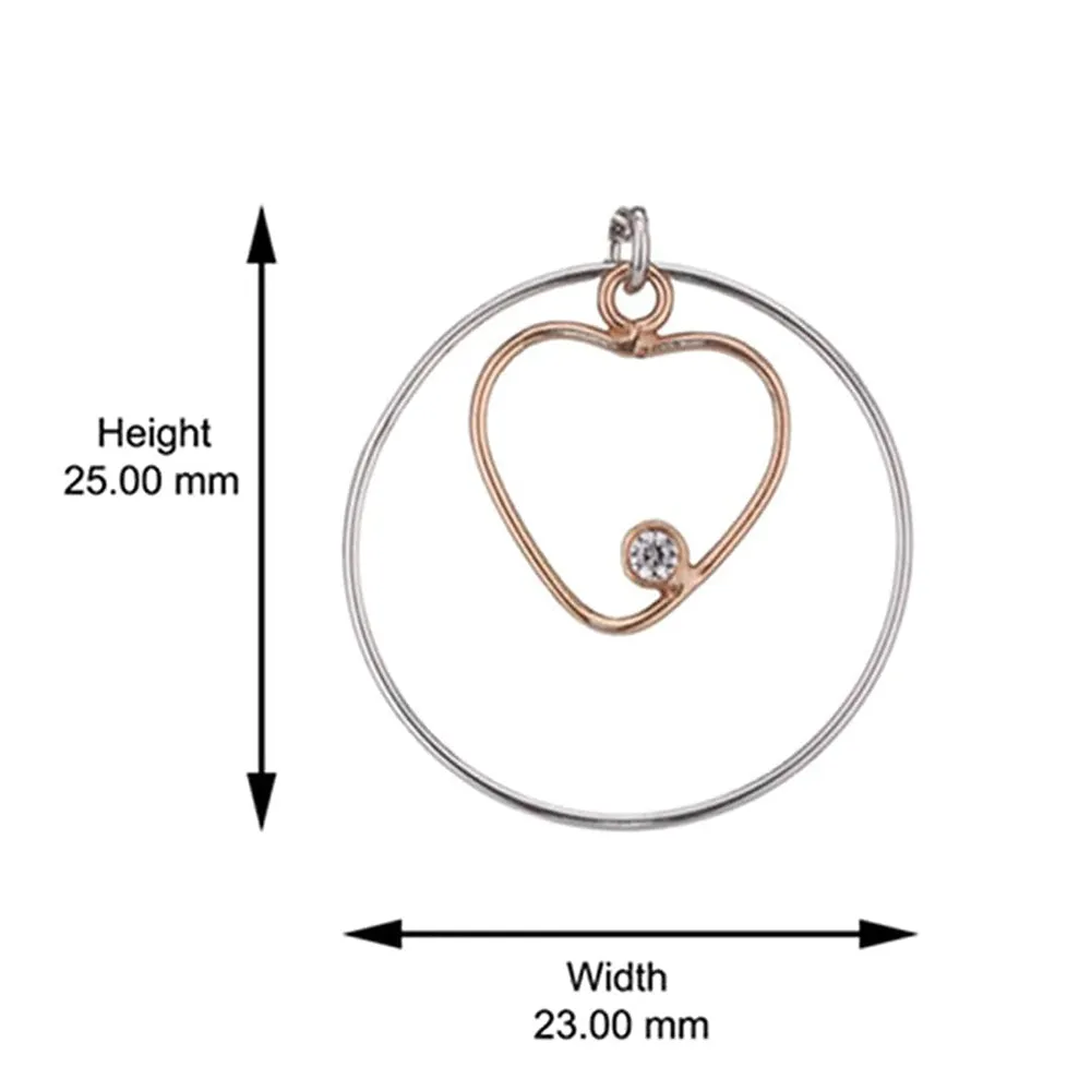 925 Sterling Silver Rhodium Plated And Gold Plated Cz Heart Pendant With Chain For Women