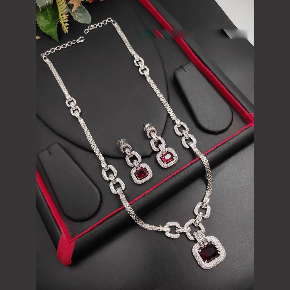 Aamrapali Silver Plated  AD Necklace Set