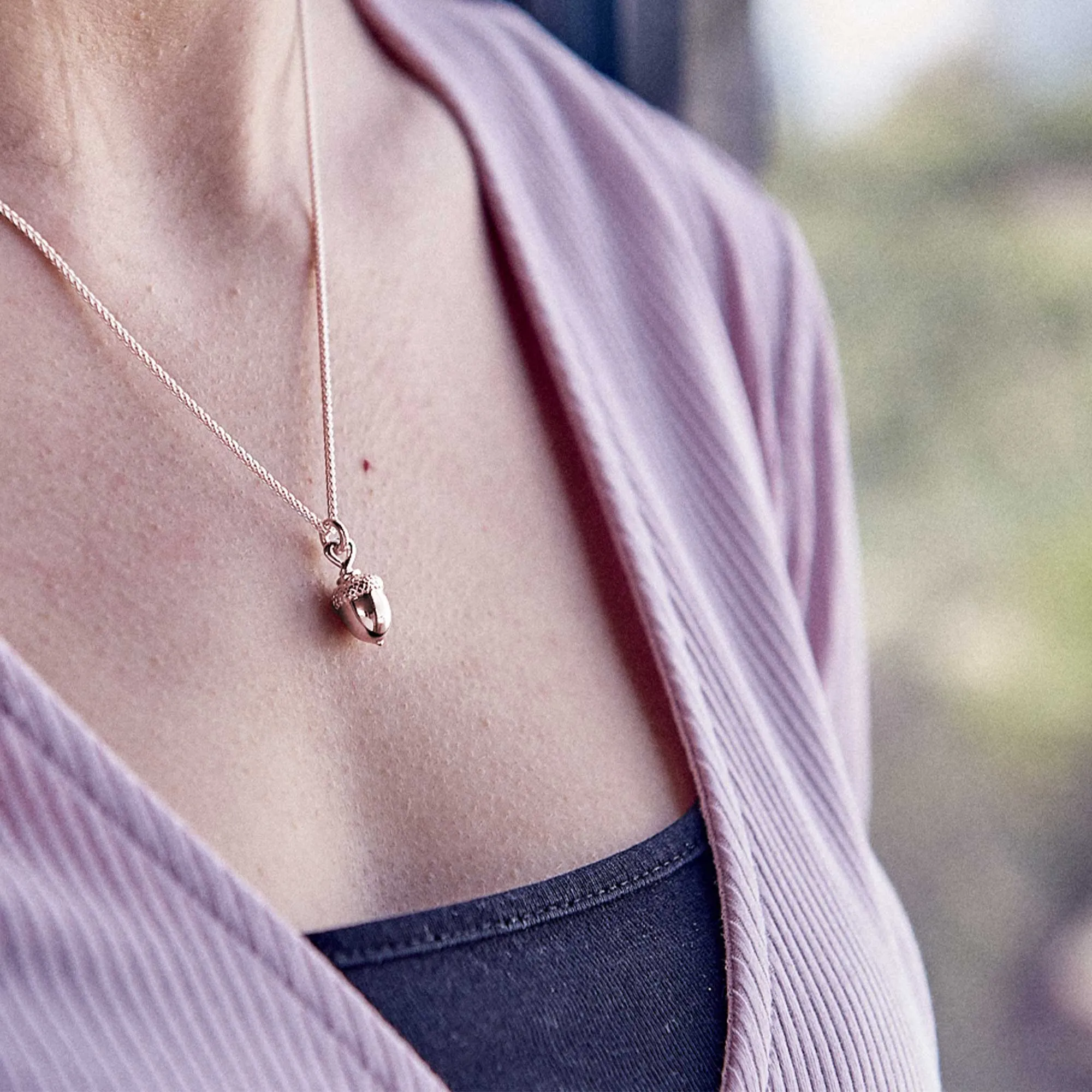 Acorn Solid Rose Gold Necklace