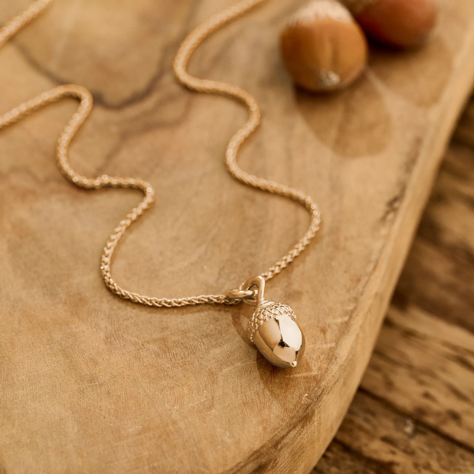 Acorn Solid Rose Gold Necklace