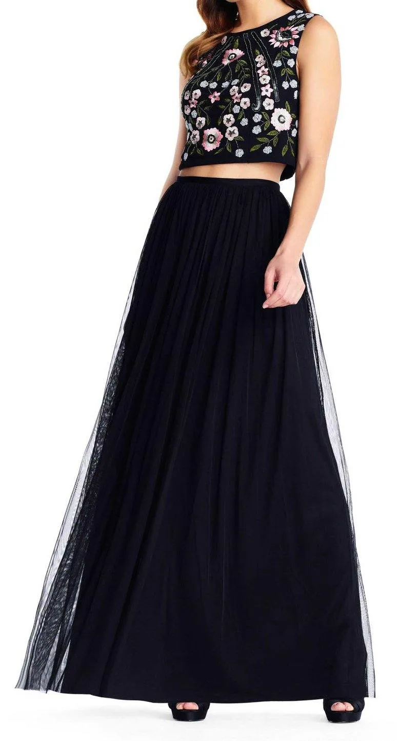 Adrianna Papell AP1E203115 Sleeveless Crepe Top Long Prom Dress