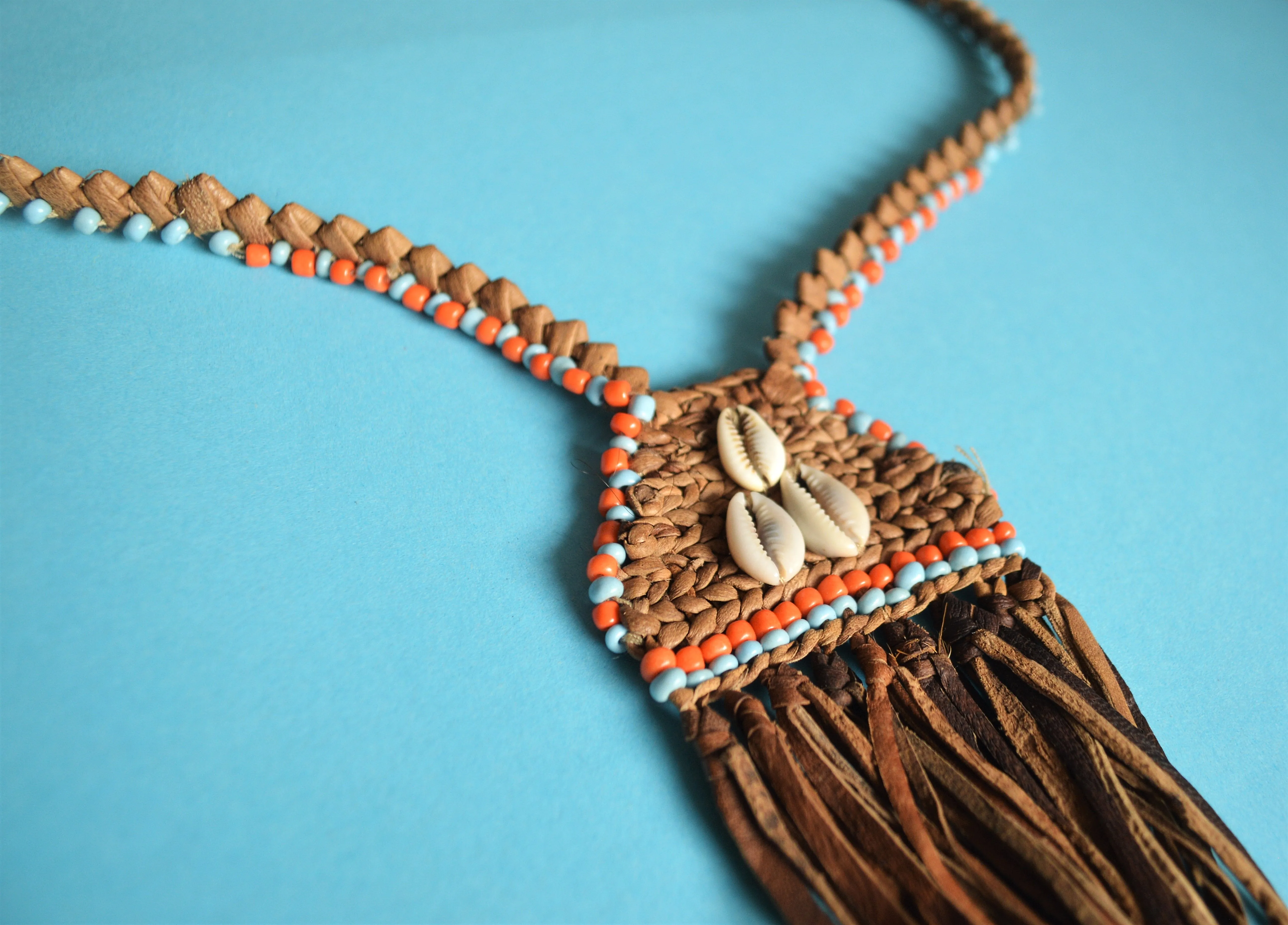 African leather necklaces, Ethnic Egyptian jewelry, Gypsy seashell necklace