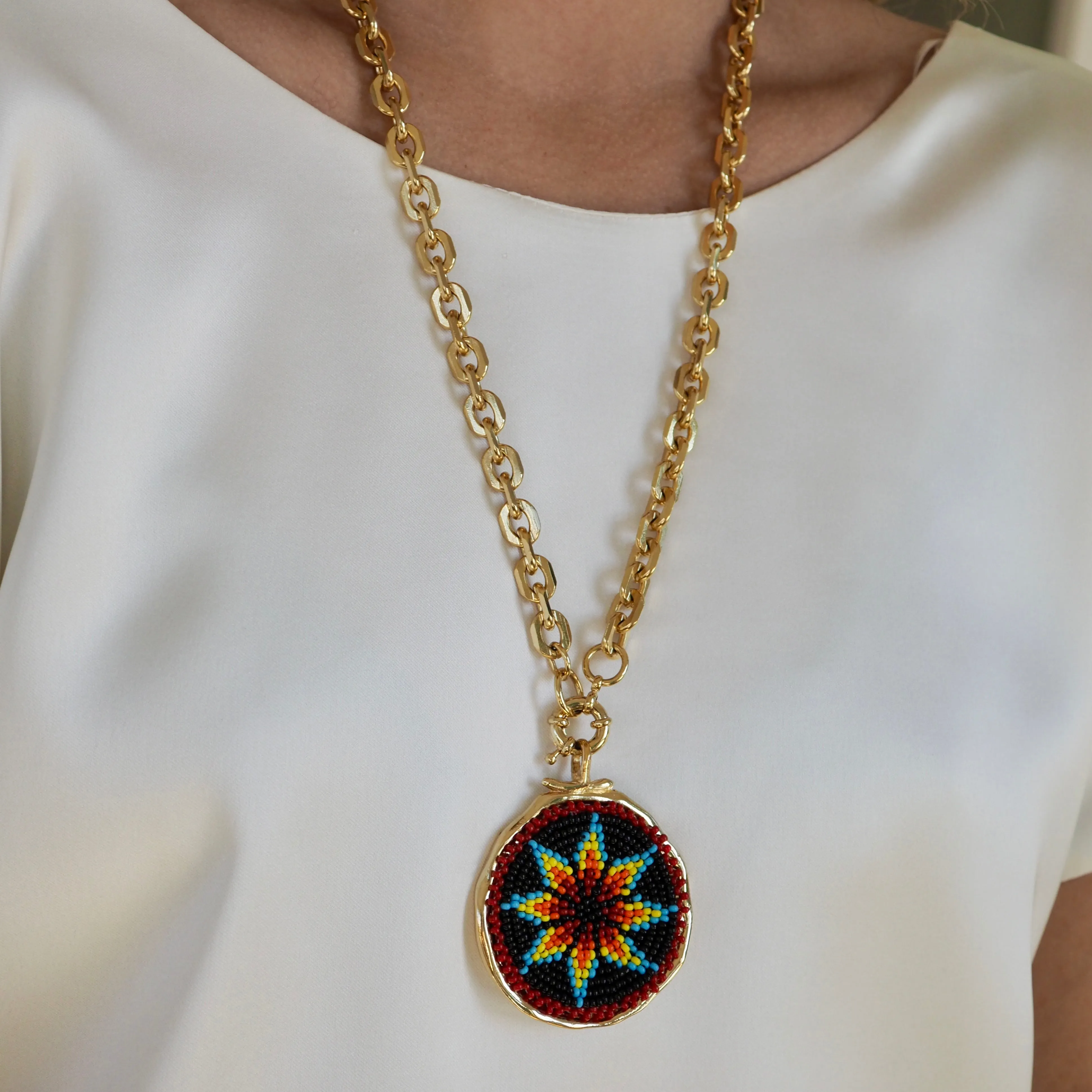 ALEXX BEADED ROSETTE NECKLACES