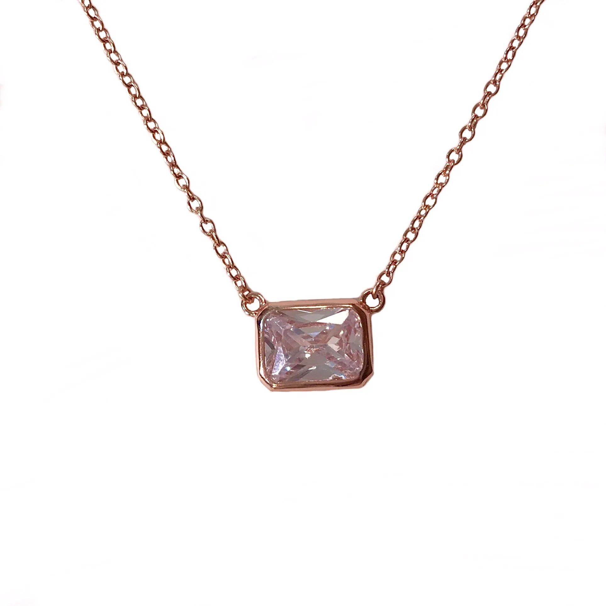 Amy Classic Rectangle Bezel Necklace