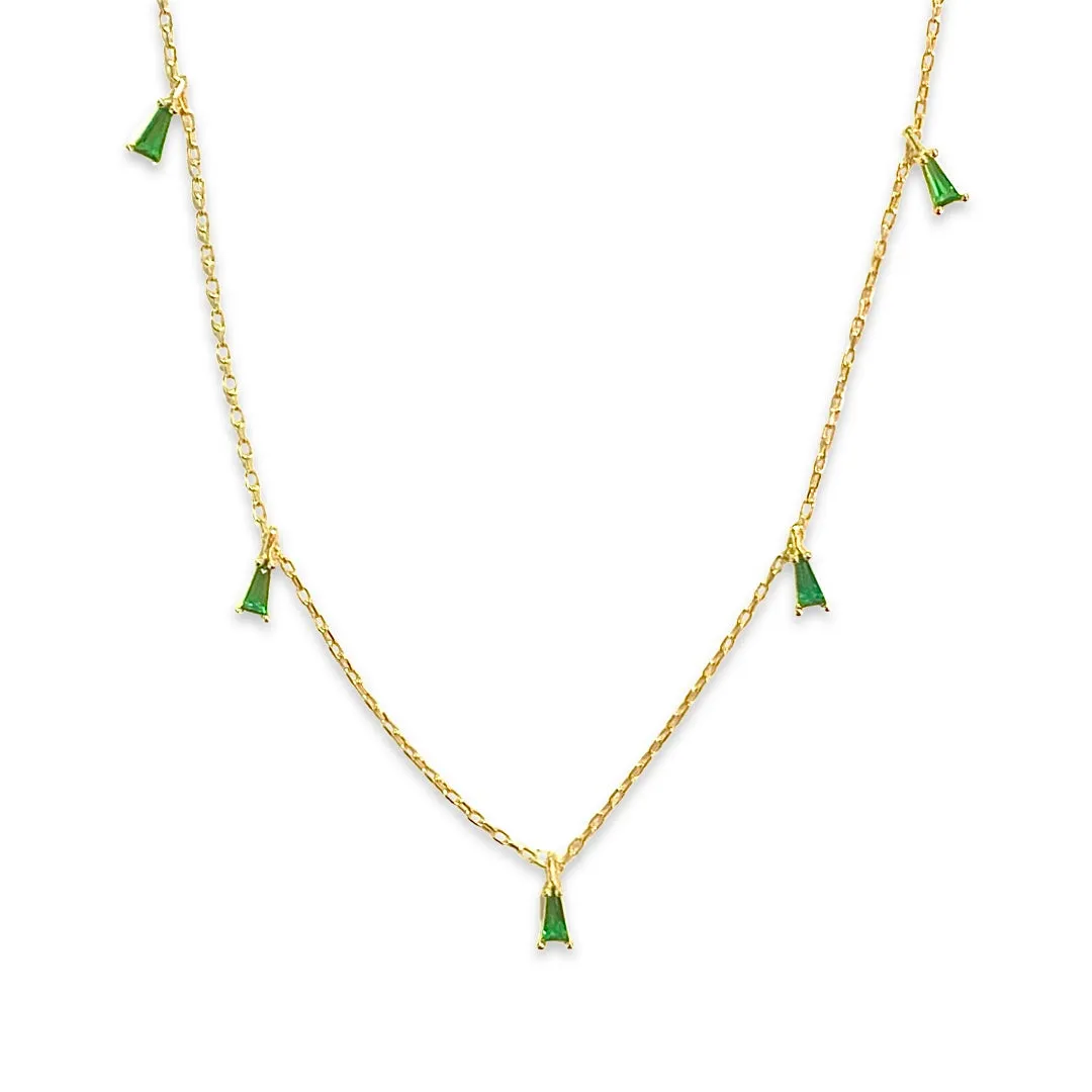 Amy Emerald Baguette 5 Station Necklace