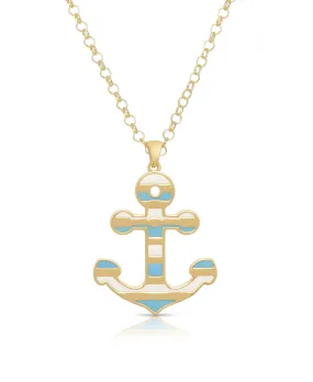 Anchor Pendant (Blue and White Stripes)