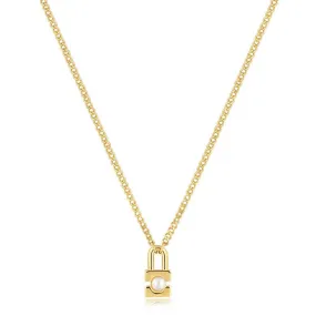 Ania Haie Gold Pearl Padlock Necklace