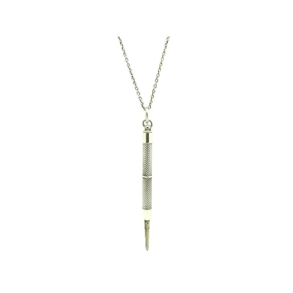 Antique Edwardian Silver Telescopic Propelling Pencil Pendant Necklace