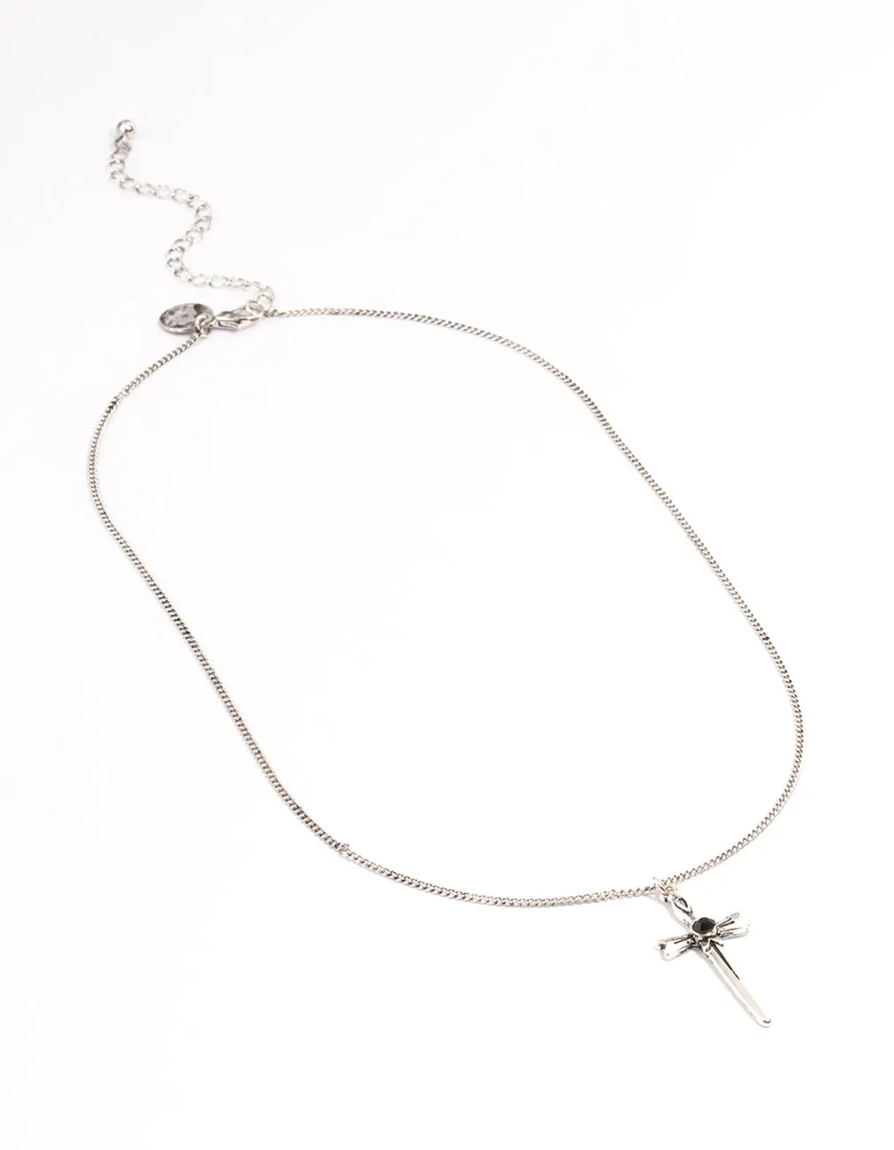 Antique Silver Gothic Cross Necklace