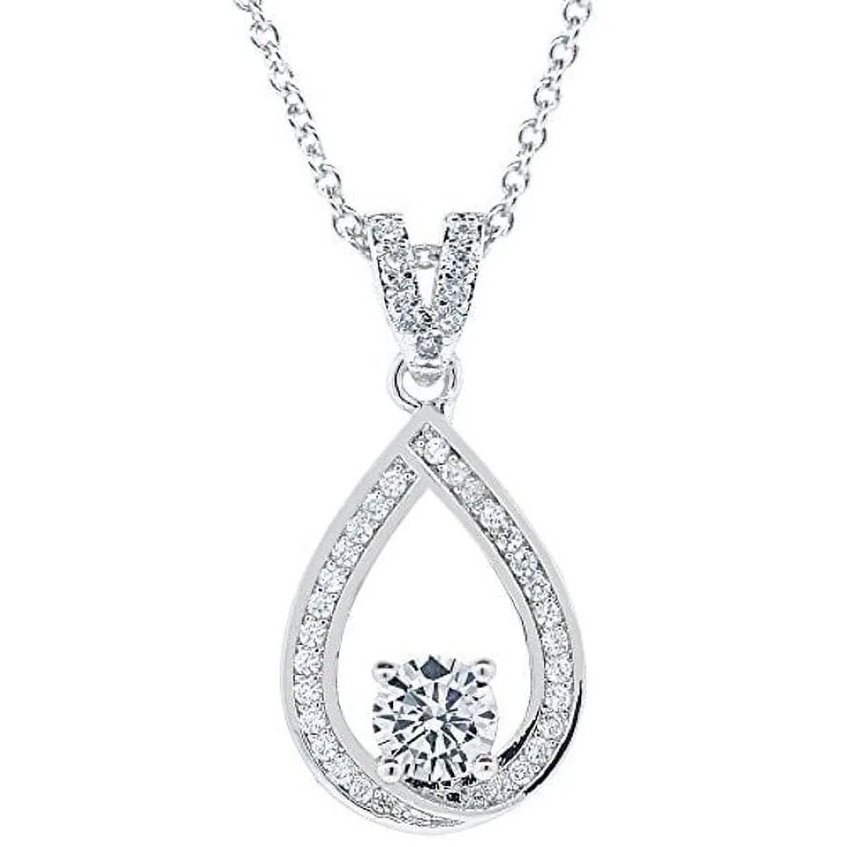 Arabella 18k White Gold Plated Teardrop Necklace with CZ Crystals