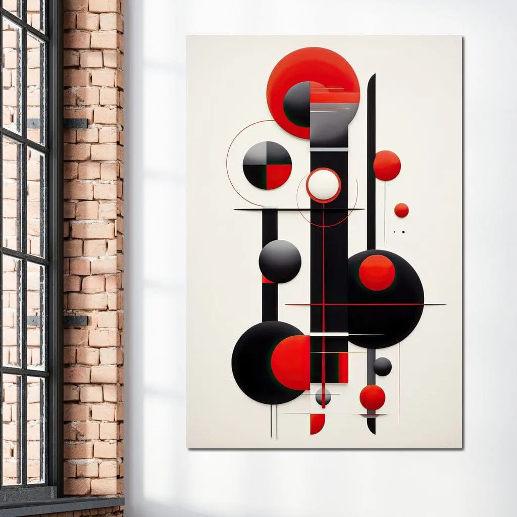 Architectural Symphony in Red and Charcoal