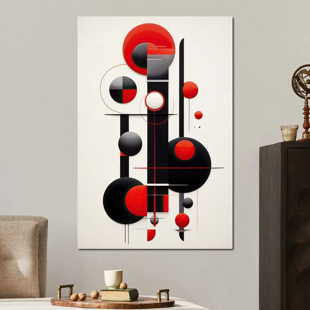 Architectural Symphony in Red and Charcoal