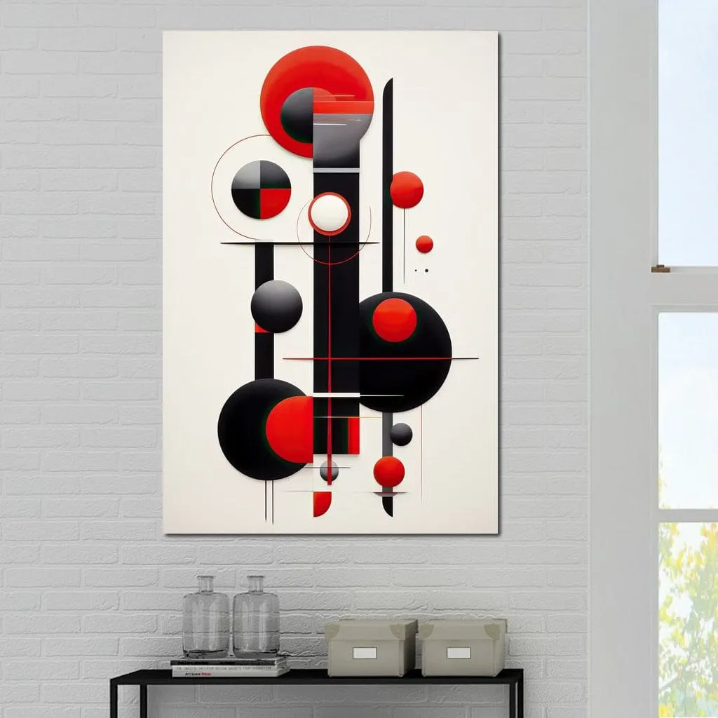 Architectural Symphony in Red and Charcoal