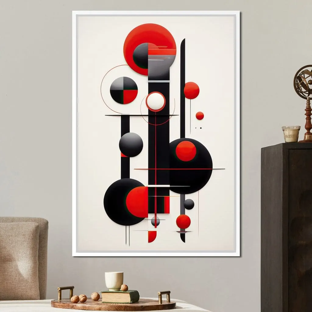 Architectural Symphony in Red and Charcoal