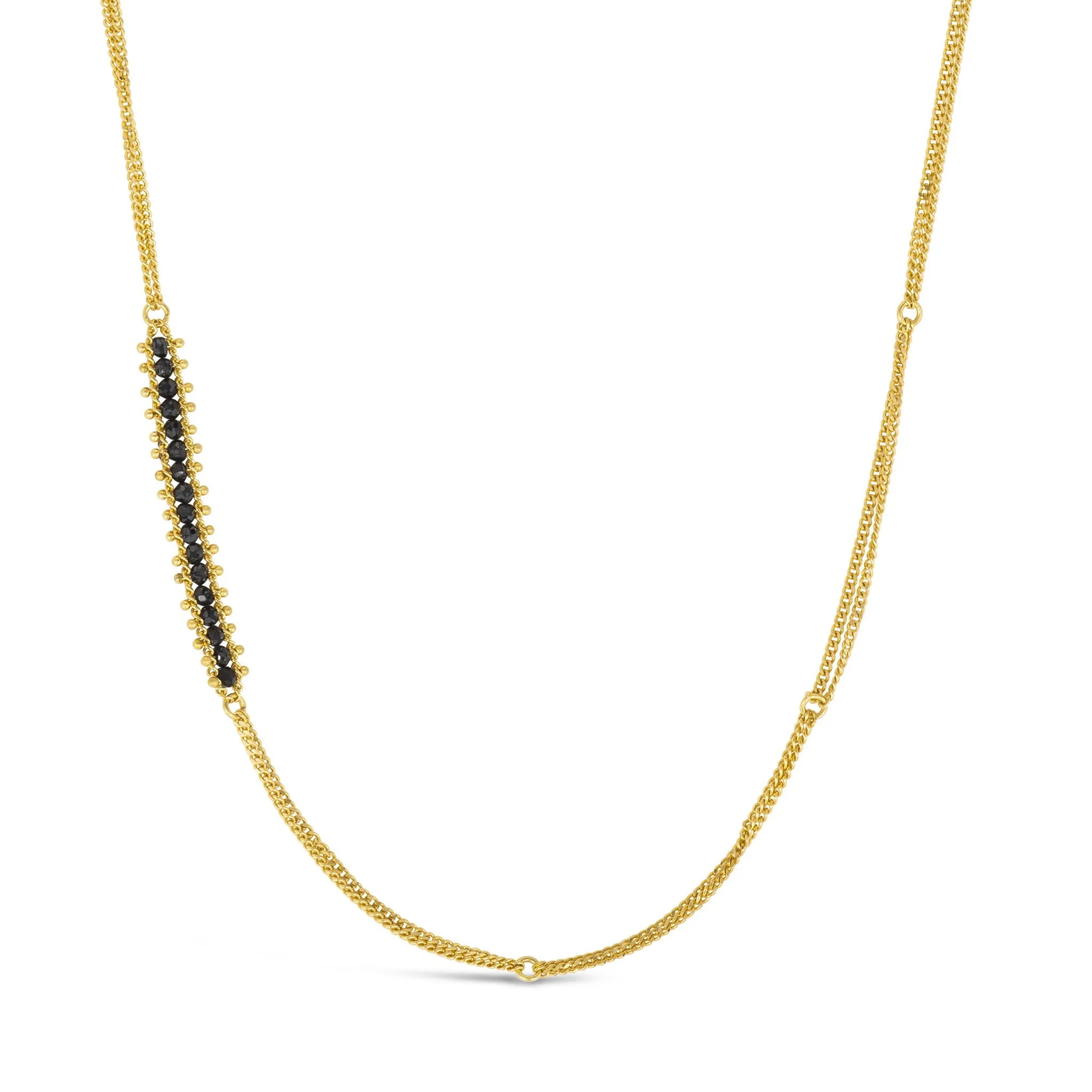 Asymmetrical Woven Station Necklace in Black Diamond