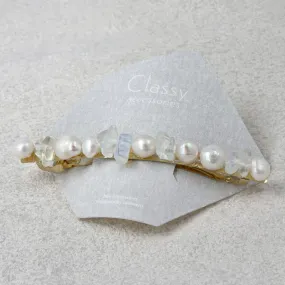 Baroque Pearl White Opal Long Hair Barrette