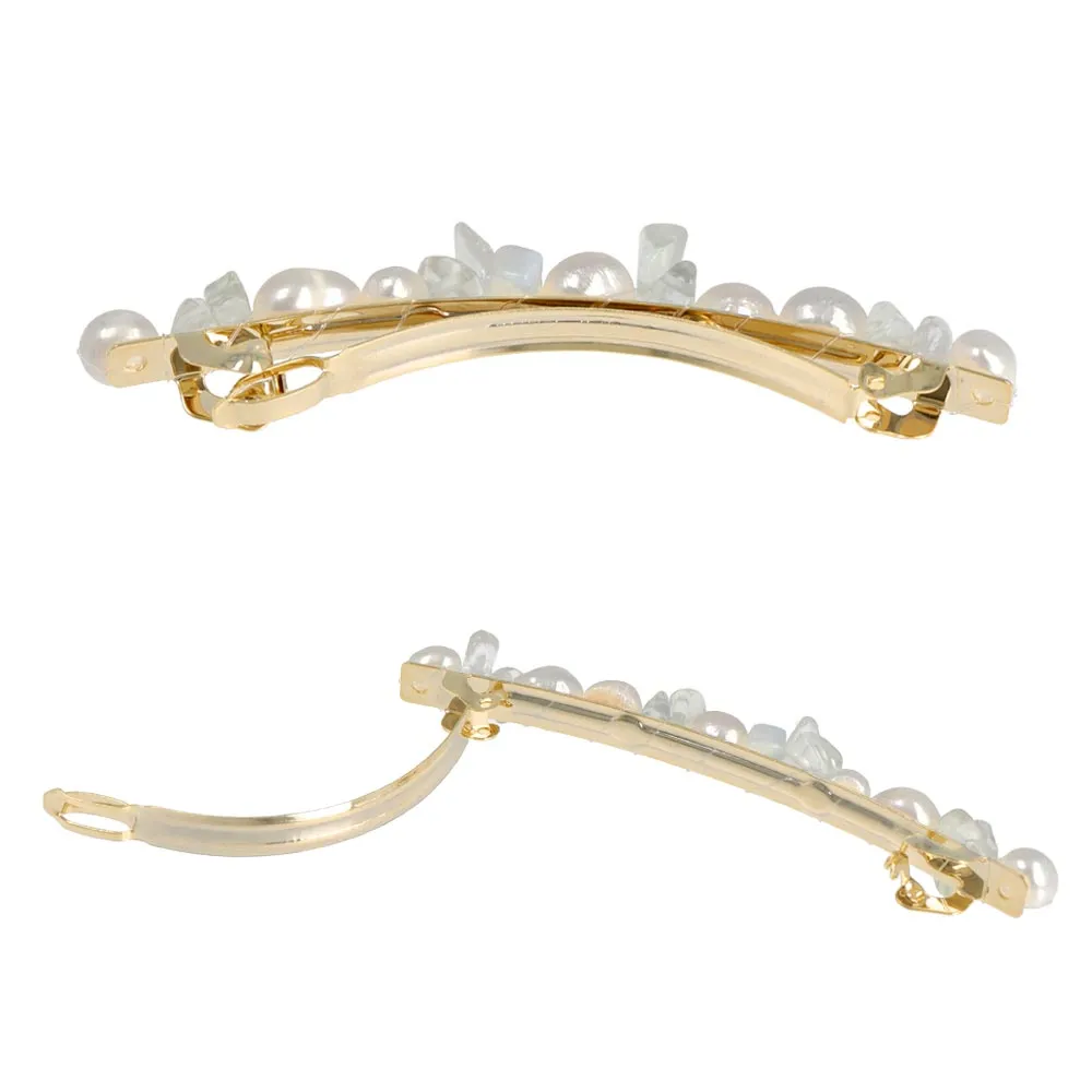 Baroque Pearl White Opal Long Hair Barrette