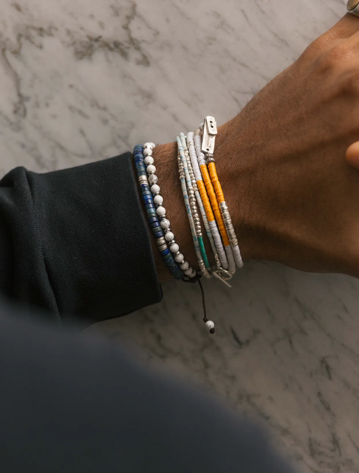 Beaded Bracelet With White Howlite and Silver Beads