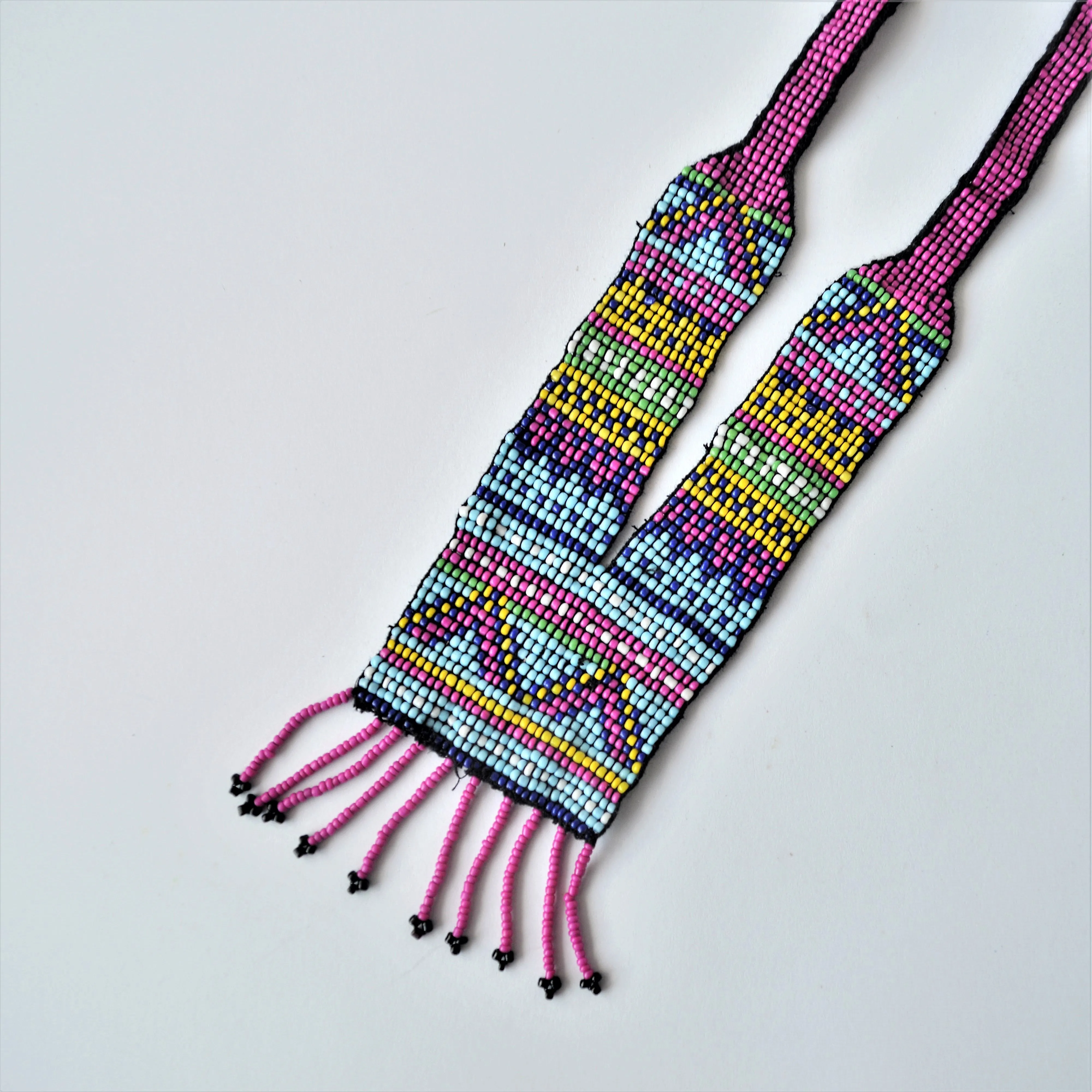 Beaded tribal necklace, Egyptian boho necklace, Purple beaded necklace