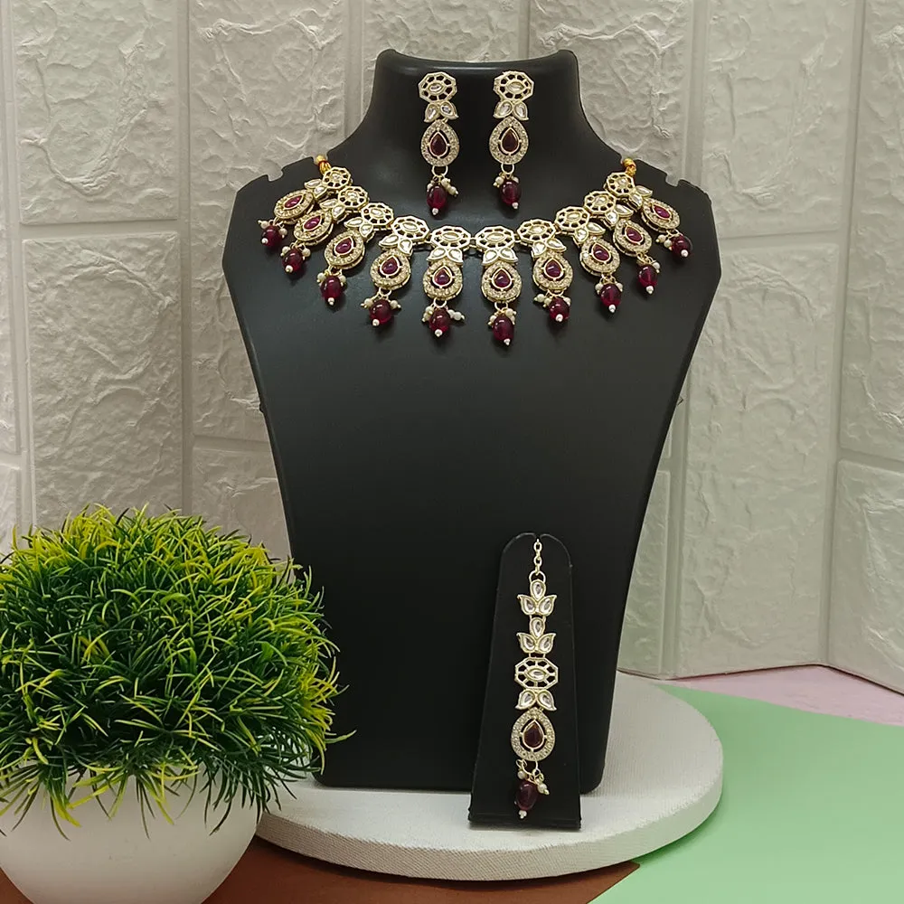 Bhavi Jewels Kundan Gold Plated Choker Necklace Set