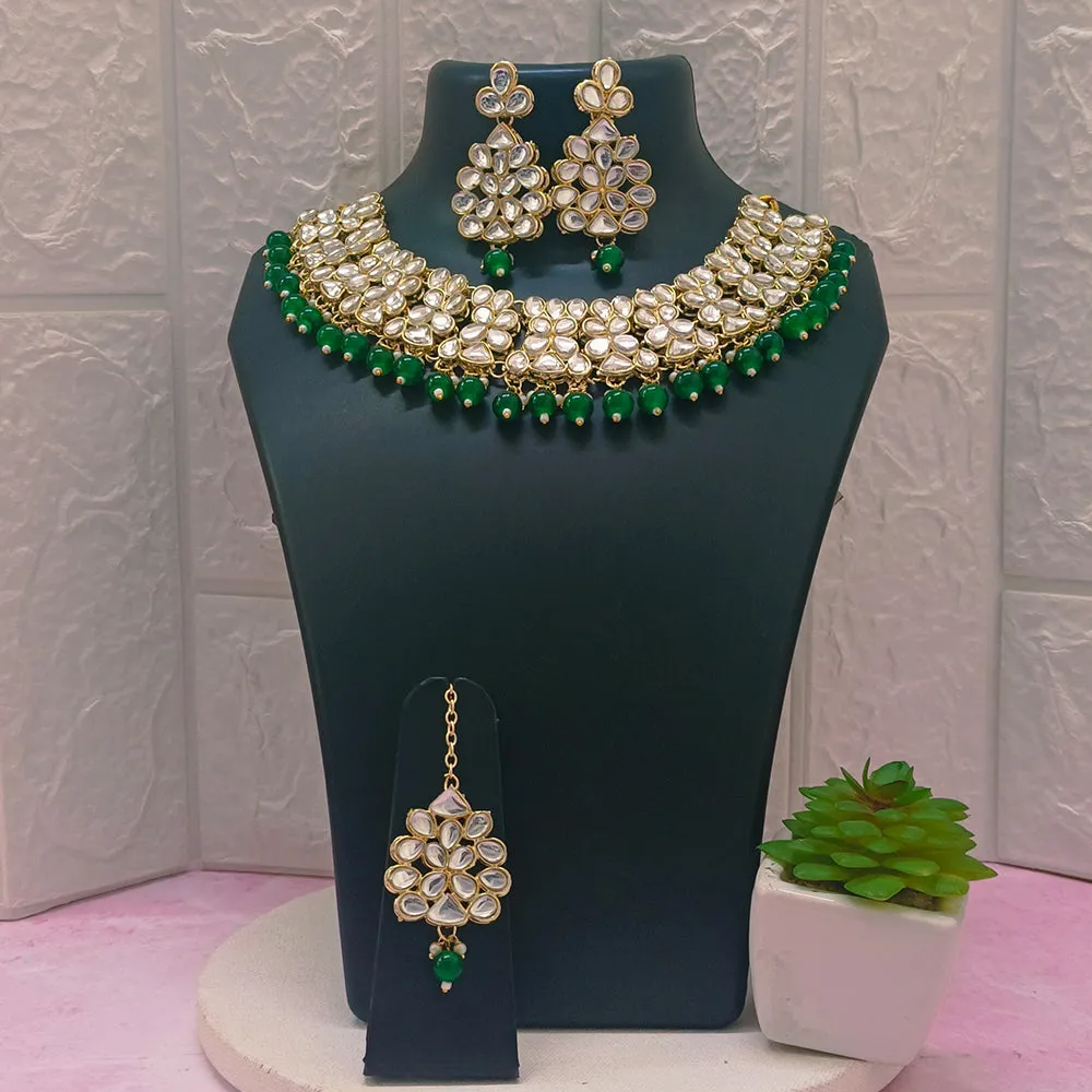 Bhavi Jewels Kundan Gold Plated Choker Necklace Set