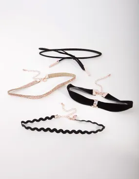 Black & Rose Gold Zig Zag Choker Pack