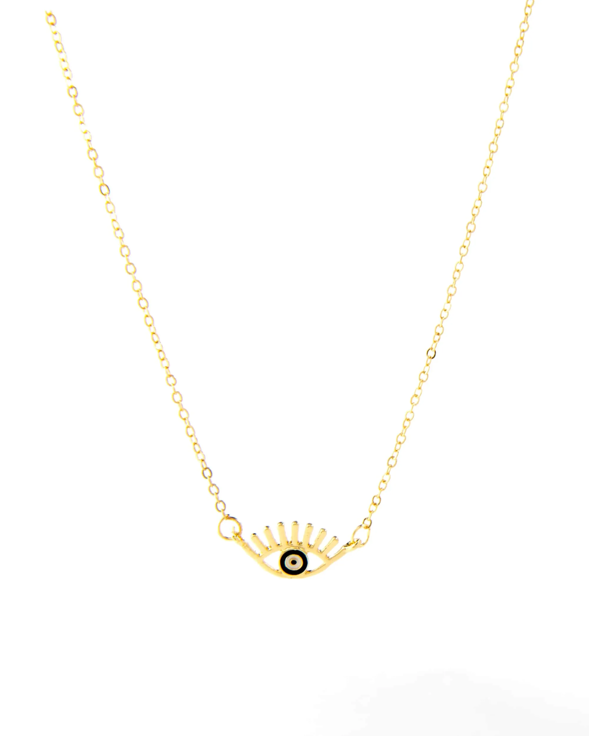 BLACK EVIL EYE SHAPED PENDANT NECKLACE 2440 - قلادة