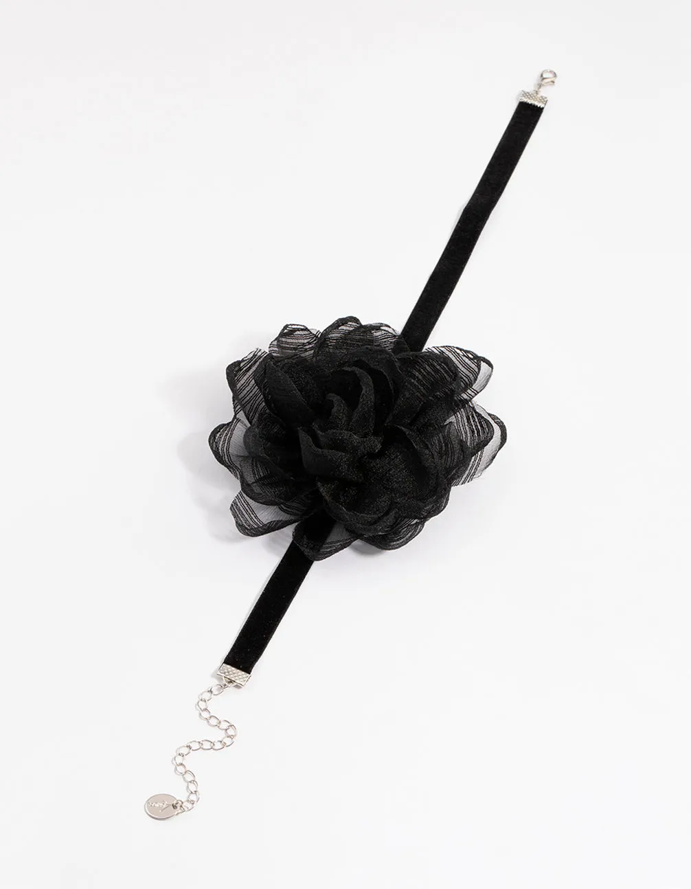 Black Fabric Small Rose Decor Choker