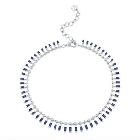 BLUE SAPPHIRE & DIAMOND DOT-DASH CHOKER