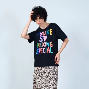 Bold statement t-shirt with vibrant text wholesale