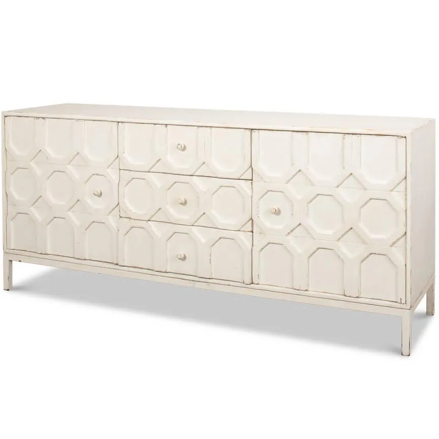 Brie White Geometric Sideboard