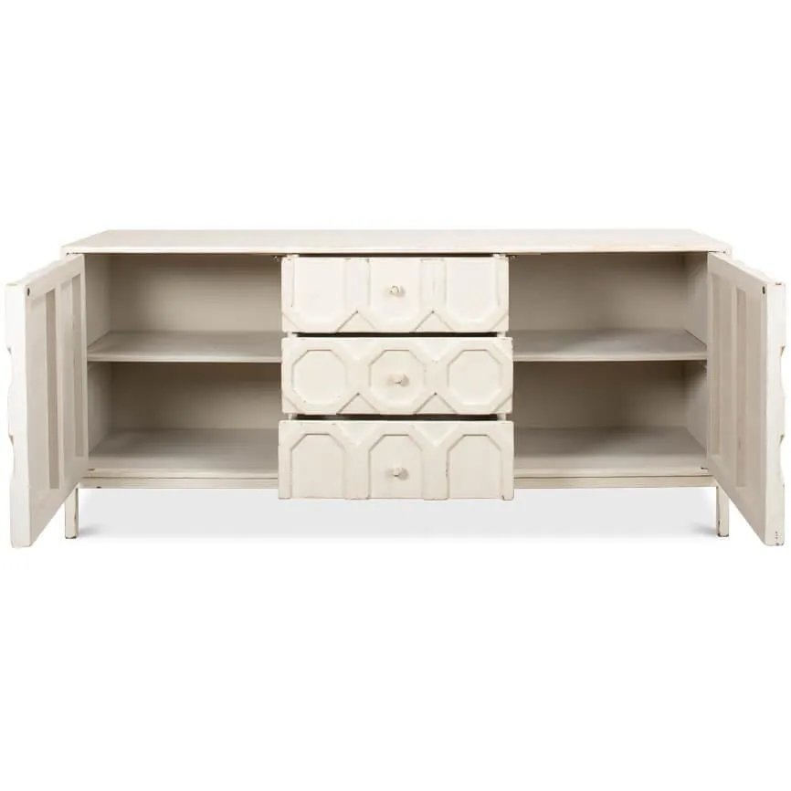 Brie White Geometric Sideboard