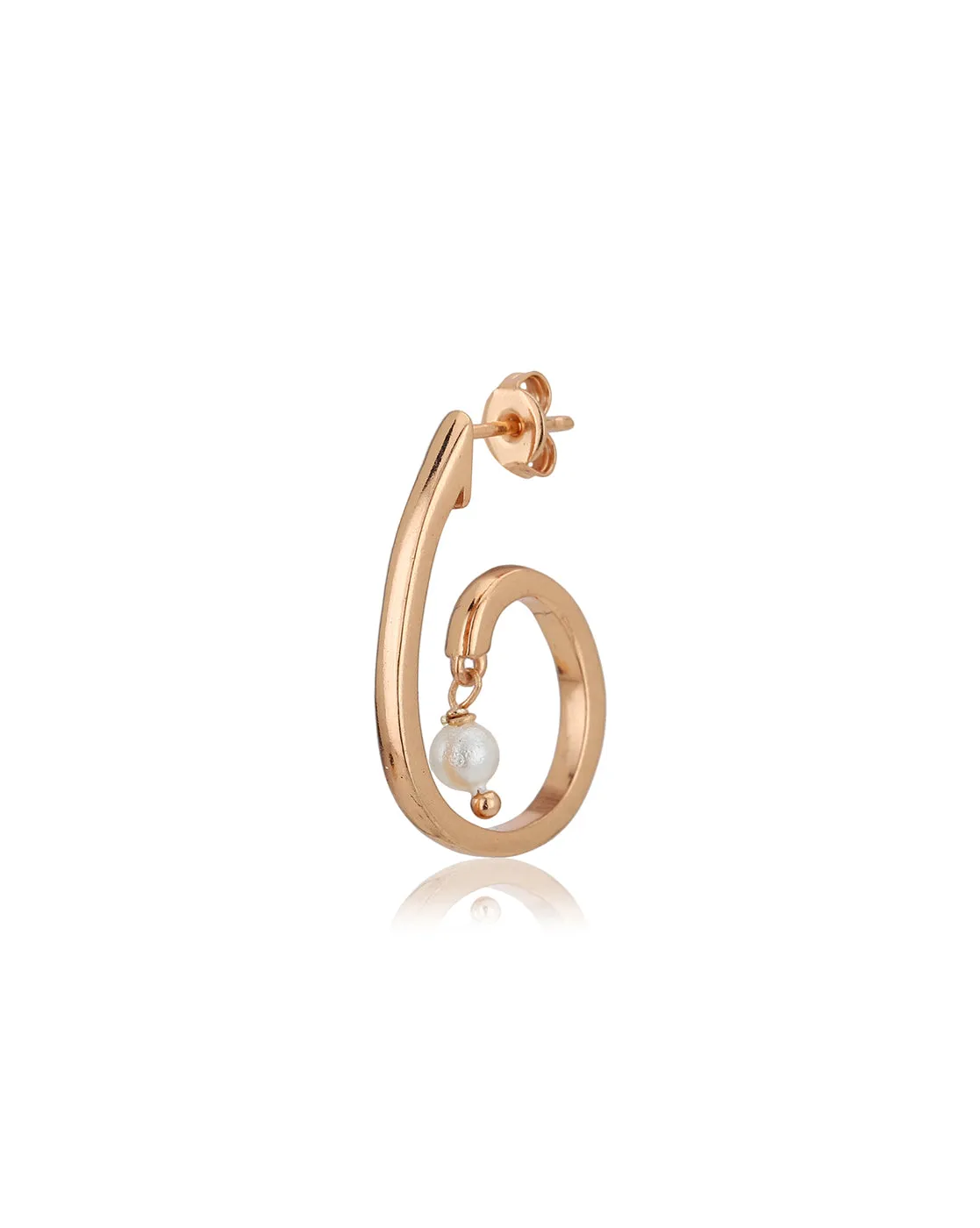 Carlton London 18Kt Rose Gold Plated  Half Hoop Earrings With Pearl