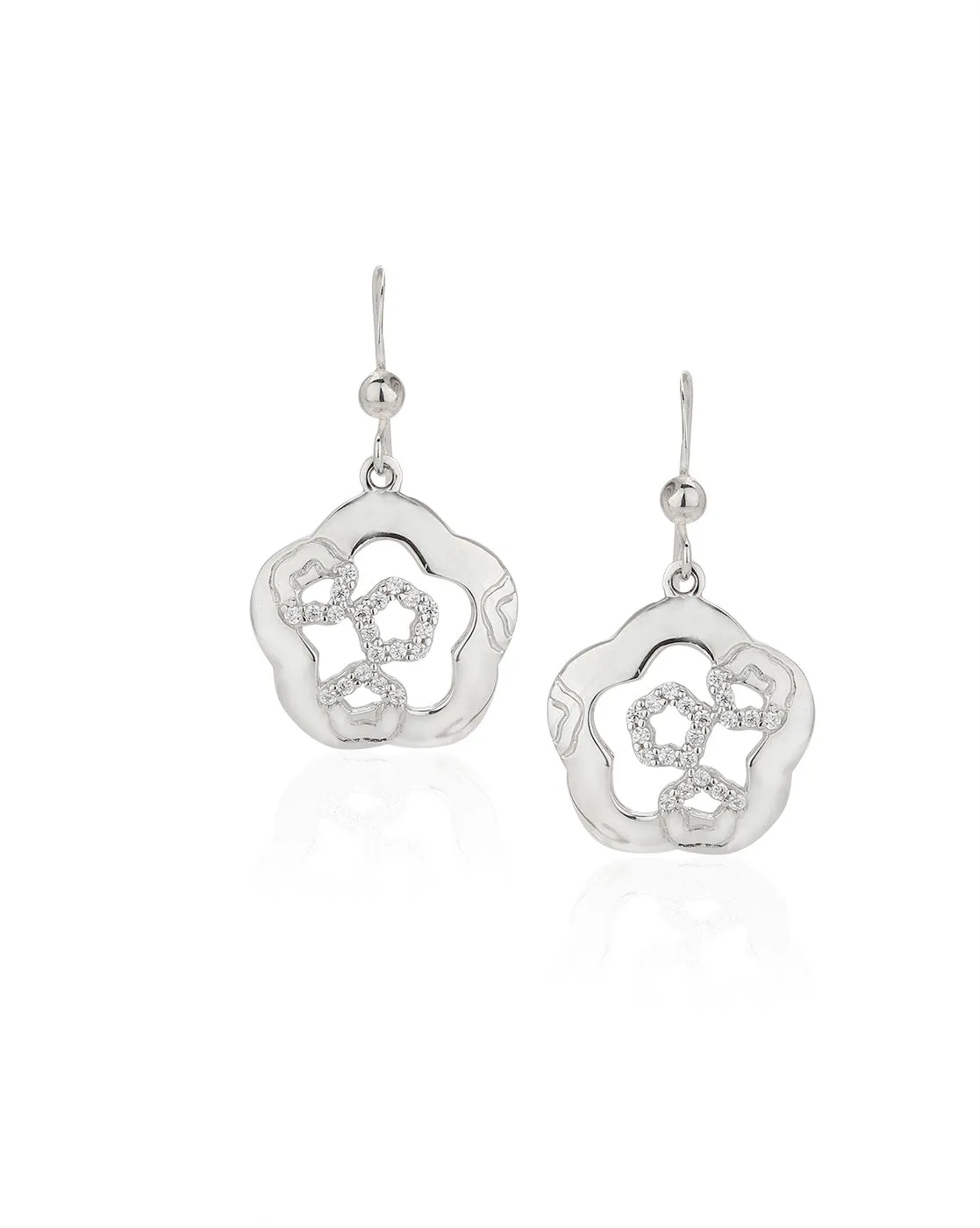 Carlton London 925 Sterling Silver Rhodium Plated Contemporary Cz Drop Earring