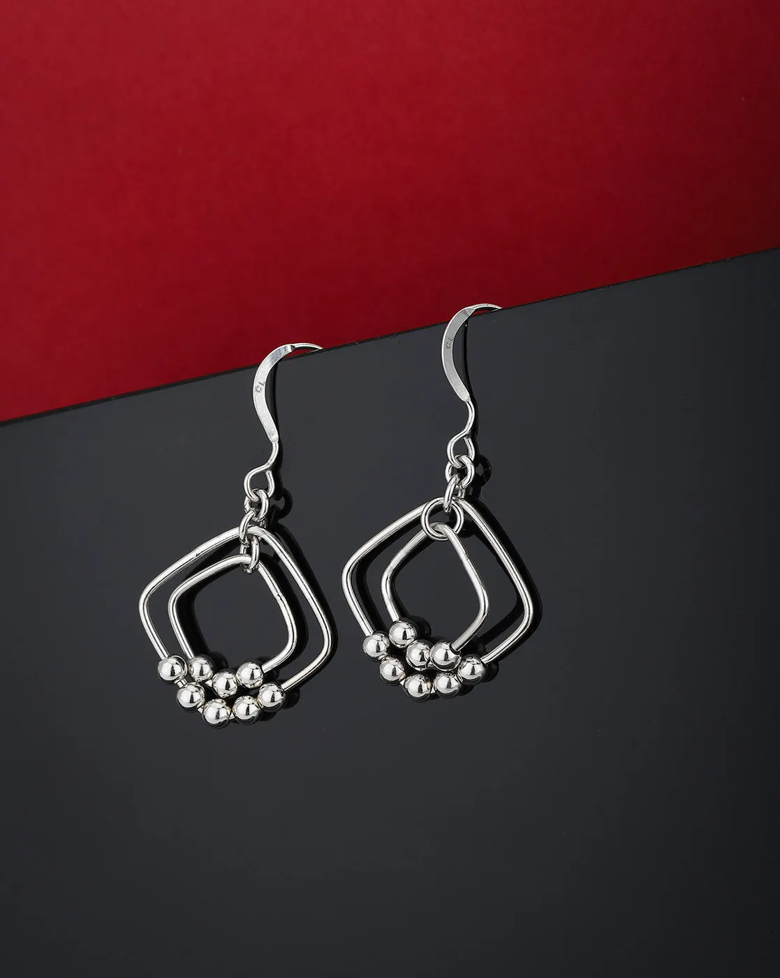 Carlton London 925 Sterling Silver Rhodium Plated Contemporary Drop Earring