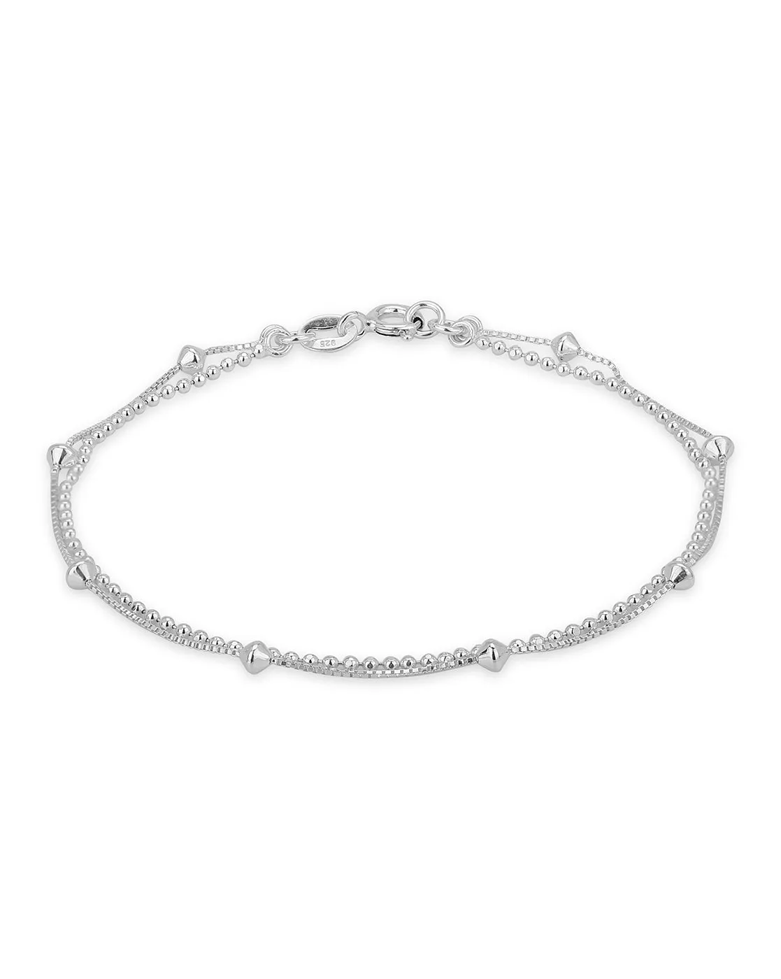 Carlton London 925 Sterling Silver Rhodium Plated Dual-Strand Bracelet