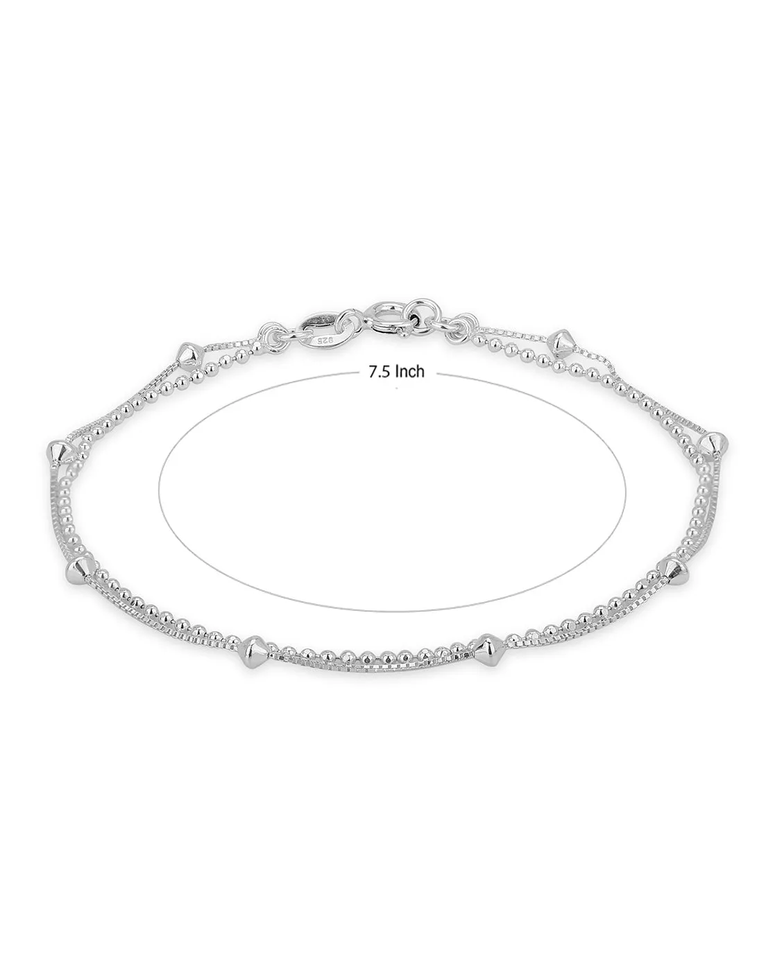 Carlton London 925 Sterling Silver Rhodium Plated Dual-Strand Bracelet