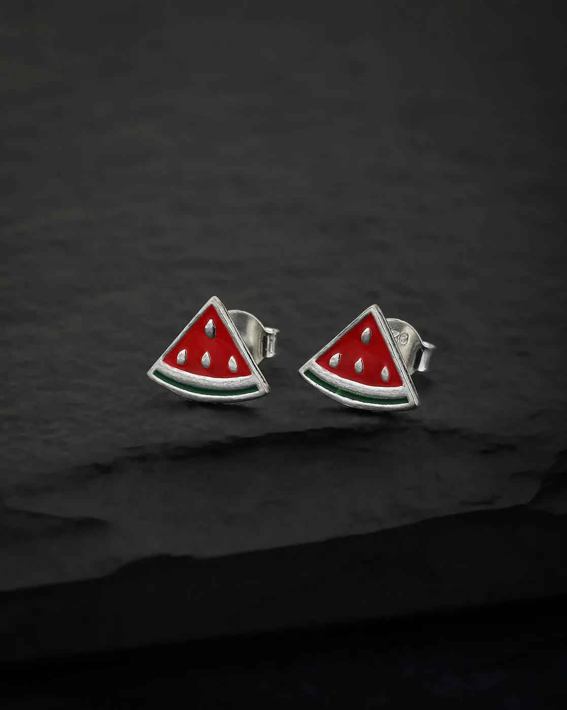 Carlton London 925 Sterling Silver Rhodium Plated Enamel Stud Earring For Women