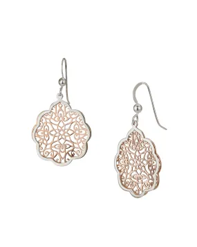 Carlton London 925 Sterling Silver Rose Gold Plated Contemporary Drop Earring