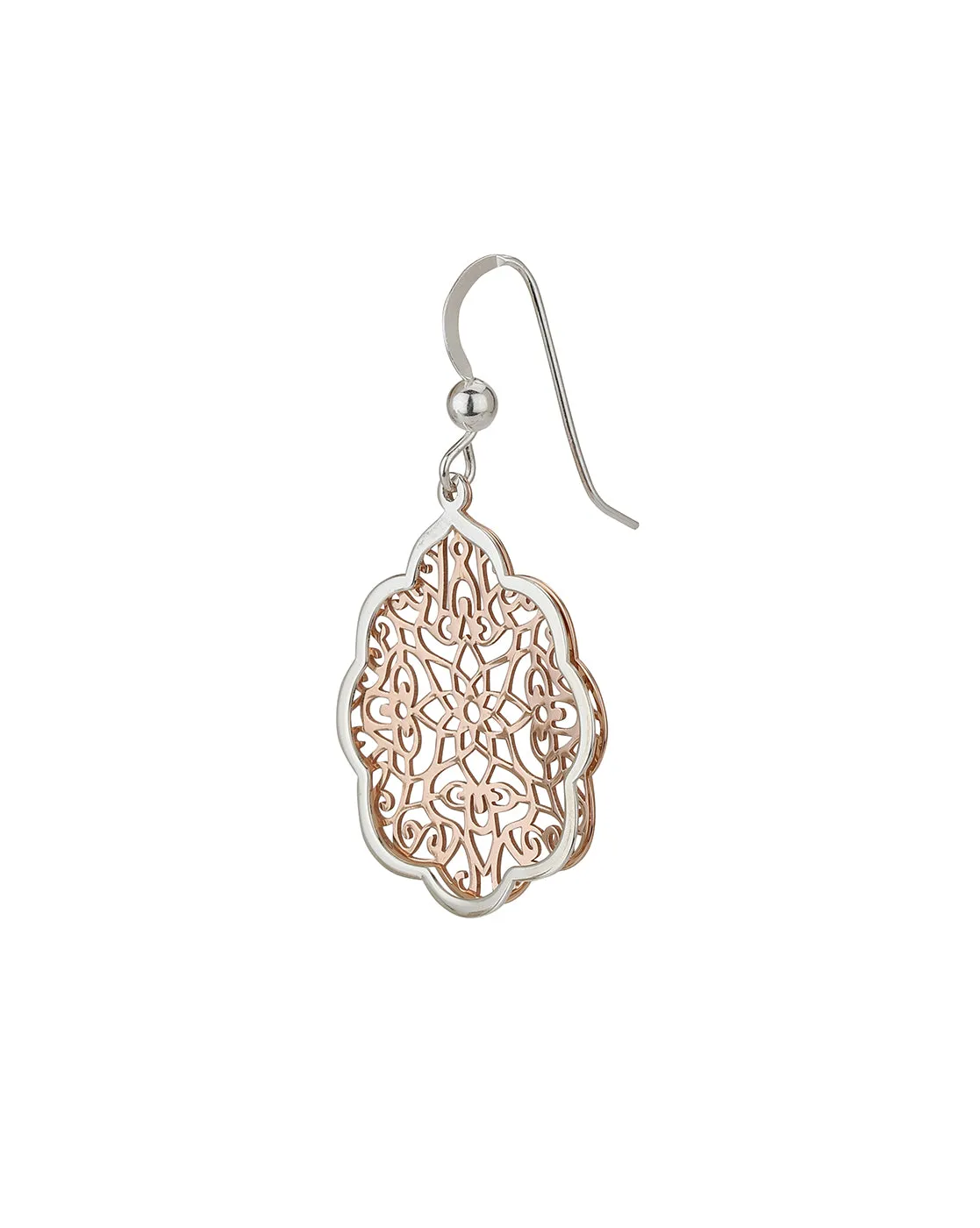 Carlton London 925 Sterling Silver Rose Gold Plated Contemporary Drop Earring