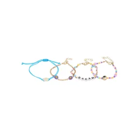 Carlton London Girls Set Of 4 Multicoloured Enamelled Gold-Plated Charm Bracelet Kjbs038